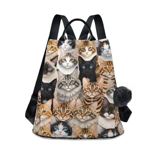Sac à dos chat mignon avec ouverture arrière anti-vol pour le quotidien