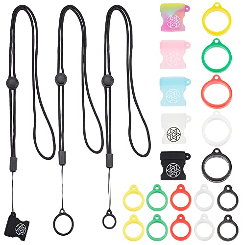 CRASPIRE Phone Lanyard Strap,5 Colors Necklace Lanyards Pendant Holder with 15pcs Silicone Ring