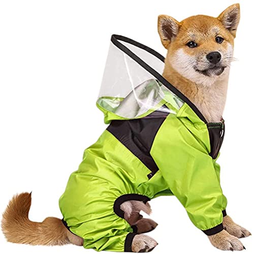 BTSEURY Dog Raincoat Hooded Poncho,Casual Light Pet Raincoat Reflective Dog Raincoat with Transparent Hat Large Dog Medium Dog