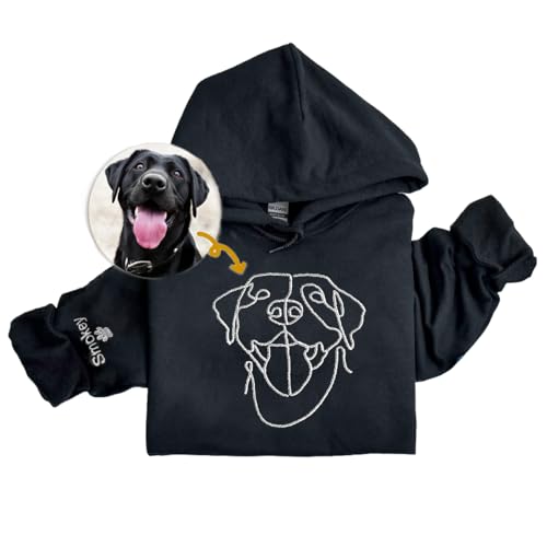 Custom Dog Face Hoodie Embroidered - Personalized Pet Outline Sweatshirt - Personalized Dog Mom Sweater with One Line Drawing - Unisex Hoodie Gift for Pet Lovers Multi