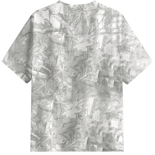 Image of Womens Camo Shirt Oversized Maple Leaf Short Sleeve T Shirts Tops | Loose Fit,White Camo T-Shirt,Crew Neck,Half Sleeve,Everyday Outfits,Gym,Workout,Home,Work,Hiking,2026 Basic Tee