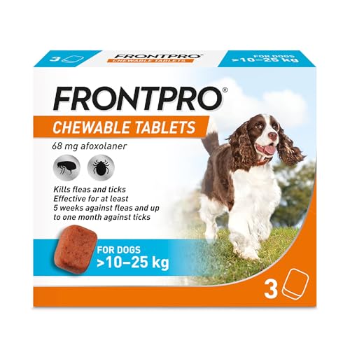 FRONTPRO Chewable Tablets Flea & Tick Treatment for Dogs 3 Pack (10-25kg)