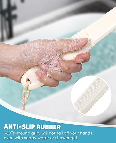 Back Scrubbers for Use in Shower 43CM Long Handle Back Scrubber for Men Woman Medium-Hard Bristles Body Scrubber for Foot Back Scratcher Body Brush Bathing Accessories - Image 3
