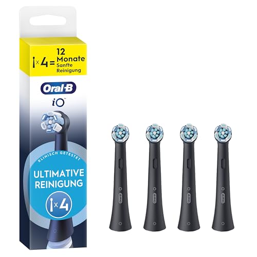 Oral-B iO Ultimative Reinigung, Original Aufsteckbürsten für elektrische Oral-B iO Zahnbürsten, 'Borsten-in-Borsten' Bündel, Schwarz, 4 Stück