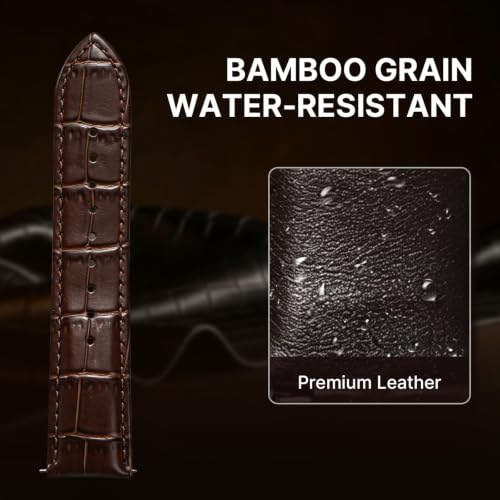Image of Fullmosa Bamboo Grain Genuine Quick-Release Leather Watch Strap