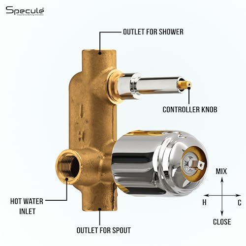 Image of Brass, Concealed Body High Flow Diverter With Exposed Part Kit | Bathroom Shower System | Bathroom Mixer | Chrome Finish (Aria)