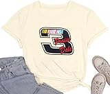 FASHGL Raise Hell Praise Dale Shirt Women Racing T-Shirt Vintage Tee Race Day Casual Short Sleeve Tops Apricot