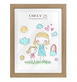 CHELY INTERMARKET MOD3687 Tamaño A4 Marco De Fotos Infantil Madera Natural Para Dibujos Láminas Ilustraciones Manualidades Decoración Creativa Habitaciones Niños Cuadro Expositor Original (Haya)