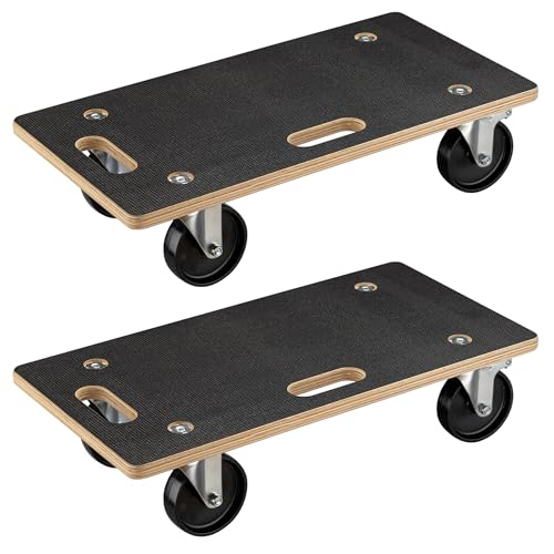Wiltec 2X Chariot de Transport 575 x 290 x 144 mm, Charge maximale 300 kg, Plateau en Bois avec 4 roulettes pivotantes