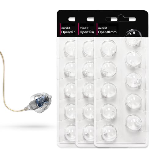 （10mm Open） Hearing Aid Domes for Oticon MiniFit ProWax - (30 Pcs) Replacement Ear Tips - Hearing Aid Supplies & Accessories, Compatible with 60, 85, and 100 dB Hearing Aid Receivers.