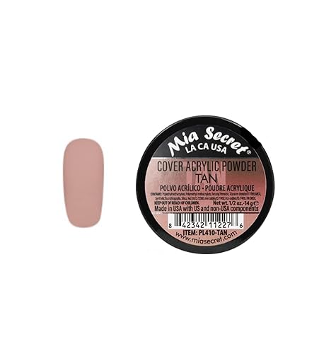 Mia Secret Polvo acrílico de cobertura marrón fabricado en Estados Unidos, varios tamaños (1/2 oz)