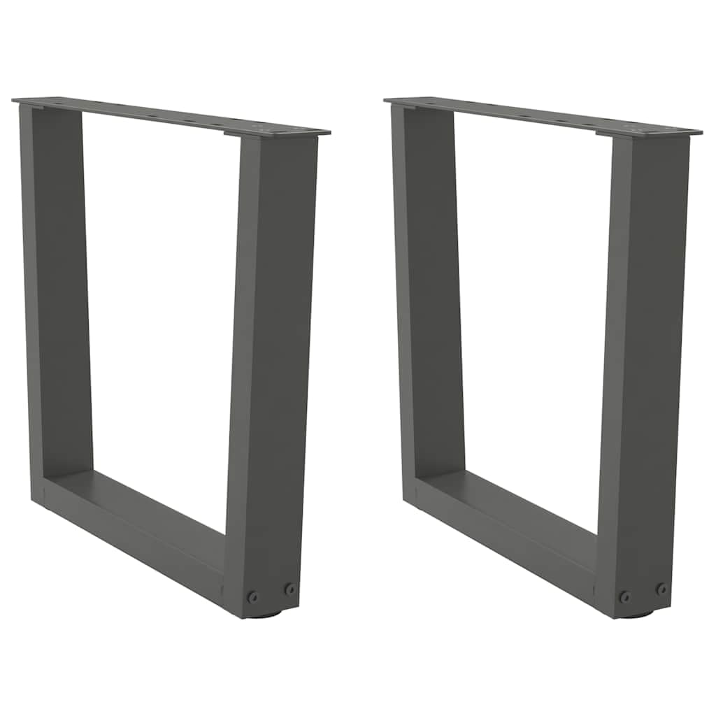 Nogi do stolika kawowego w kształcie litery V, 2 sztuki, kolor antracytowy, stal malowana proszkowo, 50 x (42 – 43,3) cm, z regulowanymi poziomami do stolika kawowego, stabilny montaż za