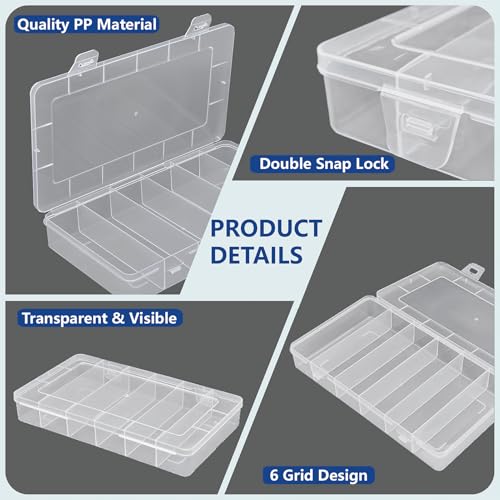 Caja organizadora para señuelos de pesca 6 compartimentos, transparente, plástico, modelo TB-ML GIWOSK miniatura 3