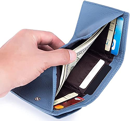 Preliminary Wallet with Coin Pouch New Genuine Leather Rfid Blocking Card Holder Organizer Folding Mini Wallet Unisex (Lotus Color)3