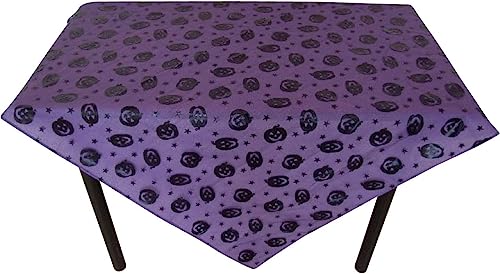 Mantel de Halloween con diseño de calabaza en color lila, ideal para decoración de otoño para la mesa
