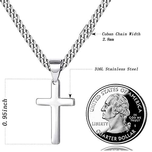 Cross Necklace for Men Women Stainless Steel Cross Pendant Necklaces Chain 20 22 24 Inches2