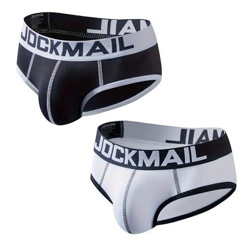 JOCKMAIL Mens Underwear Briefs Men's Cotton Low Rise Briefs Moisture-Wicking Underwear for Men 2-Pack