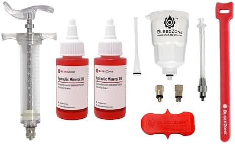 BleedZone Pro Brake Bleed Kit for Zoom Hydraulic Brakes – Complete MTB Brake Bleed Kit with 2 Bottles of Mineral Oil, 20ml Polycarbonate Syringe, Adapters & Tools for Zoom Bike Brake Bleed Kit