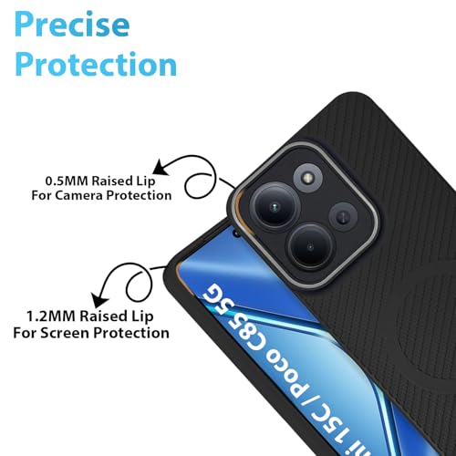 Image of LIRAMARK Rugged Carbon Fibre TPU Armor Silicone Back Cover Case for Redmi 15C / Poco C85 5G