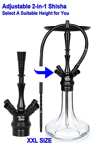 Cakety Shisha Große 105cm Hookah Set 4 Anschlüssen mit Mundstück (2-in-1), Aluwasserpfeife Set Komplett Schlauch Adapter… – Bild 8