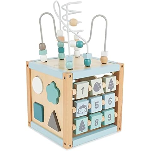 Bieco Motorikwürfel Scandi-Chic | Motorikspielzeug ab 1 Jahr | Activity Center Baby Spielzeug 1 Jahr | Motorikwürfel Holz | holzspielzeug ab 1 Jahr motorikschleife ab 1 Jahr Motorikwürfel Baby Cover