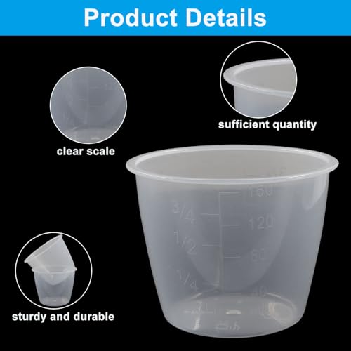Set de 3 vasos medidores de plástico 160 ml transparentes miniatura 3