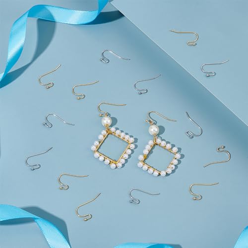 UNICRAFTALE About 100Pcs 2 Colors Stainless Steel Earring Hooks Shepherd's Hook Ear Wire Metal Earwire Hooks Earring Hooks with Ball for DIY Earring Jewelry Making Supplies Golden - Image 2