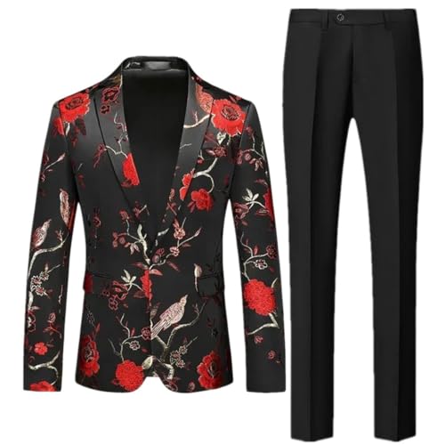 Men's Suit 2 Piece Set Wedding Formal Party Blazer and Trousers Slim Fit Suits