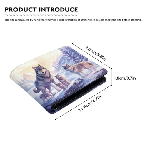 Image of Coldinair Wolf Family Boys Wallet for Kids and Teenager,Stellar Small RFID Bifold Wallets Bi-fold PU Leather Wallet Credit Id Card Cash Holder for Teen Boys