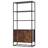 GRANDE ADAPTABILITÉ : châssis métal noir, étagères et placard aspect vieux bois : grande adaptabilité et polyvalence pour l'espace intérieur de votre choix (salon, chambre, bureau, etc...)