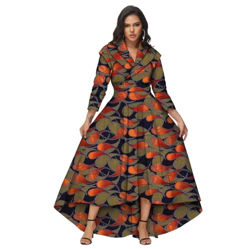 Image of African Dresses for Women A-line Floor-Length Dress Traditional Ankara Kente Print Evening Dress