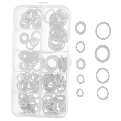 Sosoport 200 Piezas Surtido de Arandelas de Aluminio Resistentes al Desgaste Kit de Juntas Planas para Sellado Hermético y Reparaciones Industriales y Automotrices
