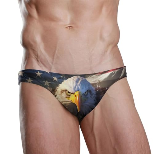 Men's American Bald Eagle 4th of July Independence Day Swim Briefs Bikini Swimsuit S 202a02682