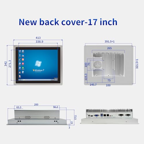 Image of Industrial Embedded Panel PC, 10 Point Capacitive Win10 Pro Industrial Touch Screen Panel Computer, IP65 All-in-One Computer with 1xRS485, 5xRS232, I5 7200U, 17 Inches, 8GB RAM+256G SSD