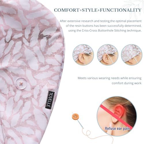 Image of Scrub Caps for Women with Buttons, Classic Surgical Caps | Double-Sided Printed, Adjustable,Long Hours, Sweatbands, Fabric Help Reduce Static Buildup