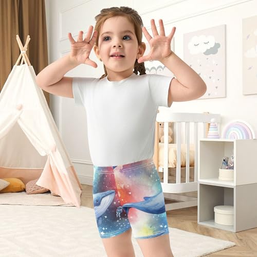 Girls Biker Shorts Toddler Cotton Shorts for Under Dress Cute 4t Little Girl Galaxy Whales Rainbow4