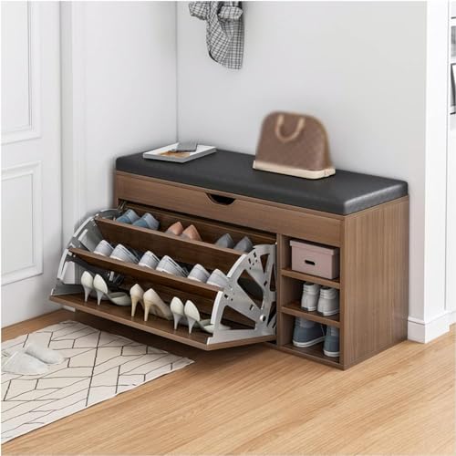 Meuble à chaussures gain de place banc de rangement rembourré PU de 80 cm pour l'entrée