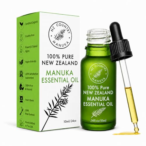 100% Pure New Zealand Manuka Oil | Organic Essential Oil | 35x Stronger Than Tea Tree | Natural Skin Care | Toenail Treatment | Diffuser | Aromatherapy | Nails | Hair | Skin | Lips