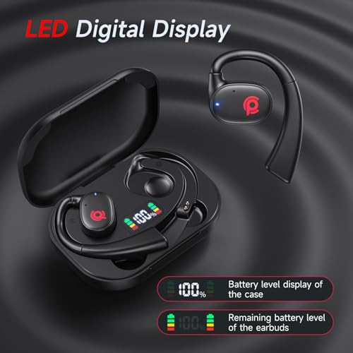Image of Open Ear Buds Bluetooth Headphones Stereo Sound Clear Call Air-Conduction | Wireless Charging Case LED Digital Display EarHook Earbuds Headset with Microphone Waterproof Earphone for Sport Work Running