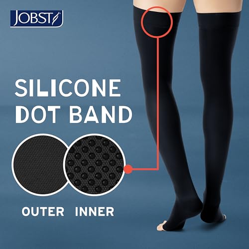 Image of JOBST UltraSheer Thigh-High Compression Stockings for Women - Open Toe - Silicone Dot Band - Medical Compression 20-30 mmHg - For Varicose and Spider Veins - Helps Prevent Swelling