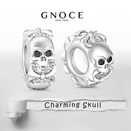 Image of GNOCE Skull Charm Bead Silver Pendant Dangle Charms fit Bracelet /Necklace Jewelry Gift for Women Men