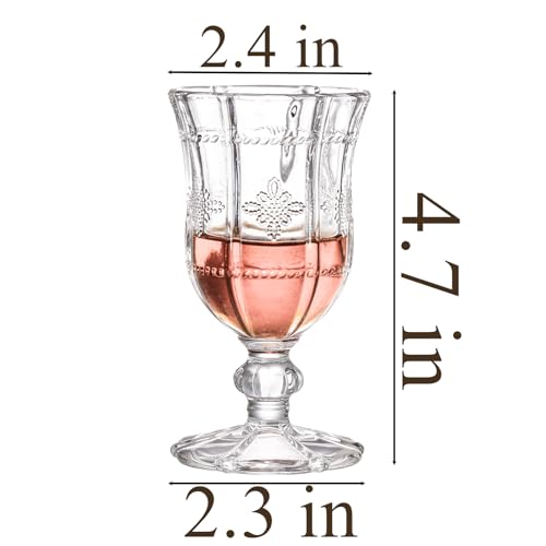 Coloch CO-CORDIALGLASSES-6P3.5OZ 6 Pack Embossed Cordial Glasses With Stem, 3.5Oz Crystal Port Wine Glasses Vintage Shot Glasses Mini Goblet Glassware Tasting Glasses thumb #1