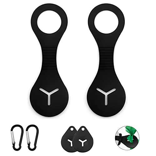 Hundekotbeutel Kotbeutel für Hunde Hundeleinen-Kotbeutelhalter mit 2 Haken Kotbeutelspender Kotbeutel Taschenhalter Hundekotbeutelspender Clip-Griff für Hundekotbeutel aus Silikon (Schwarz 4 Pieces) Cover