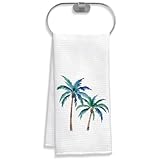 QICLM Tropical Palm Tree Kitchen Towel, Summer Beach Jungle Hand Towel for Bathroom, Coastal Dish Tea Towel, Tropical Kitchen Bathroom Decor, 16x24 Inches