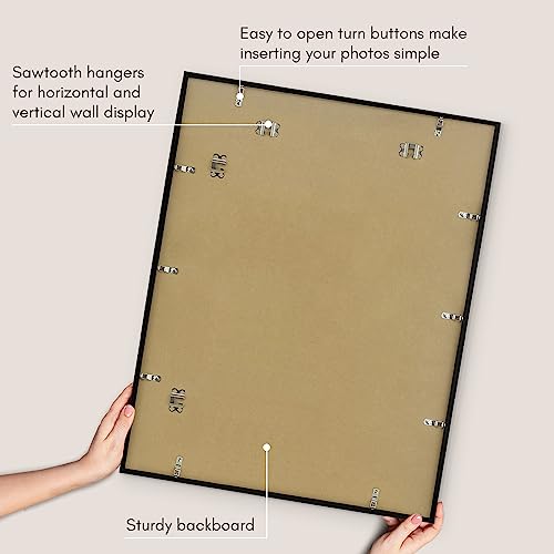Americanflat 22x28 Poster Frame with Polished Plexiglass - Streamline Collection - Thin Border Picture Frame for Wall Display - Hanging Hardware Included - Black