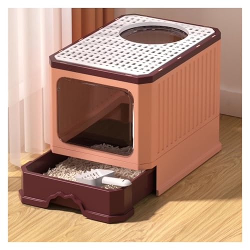 Arenero para gatos plegable con tapa y pala color naranja miniatura 1