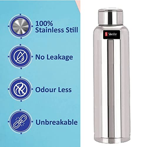 Image of Silvester Stainless Steel Water Bottle, Fridge Bottle,Steel Sports Bottle, Steel Bottle, Steel Gym,Office, Water Bottle for college /Fridge /Sports /Gym /Office-1000 ml (Silver)