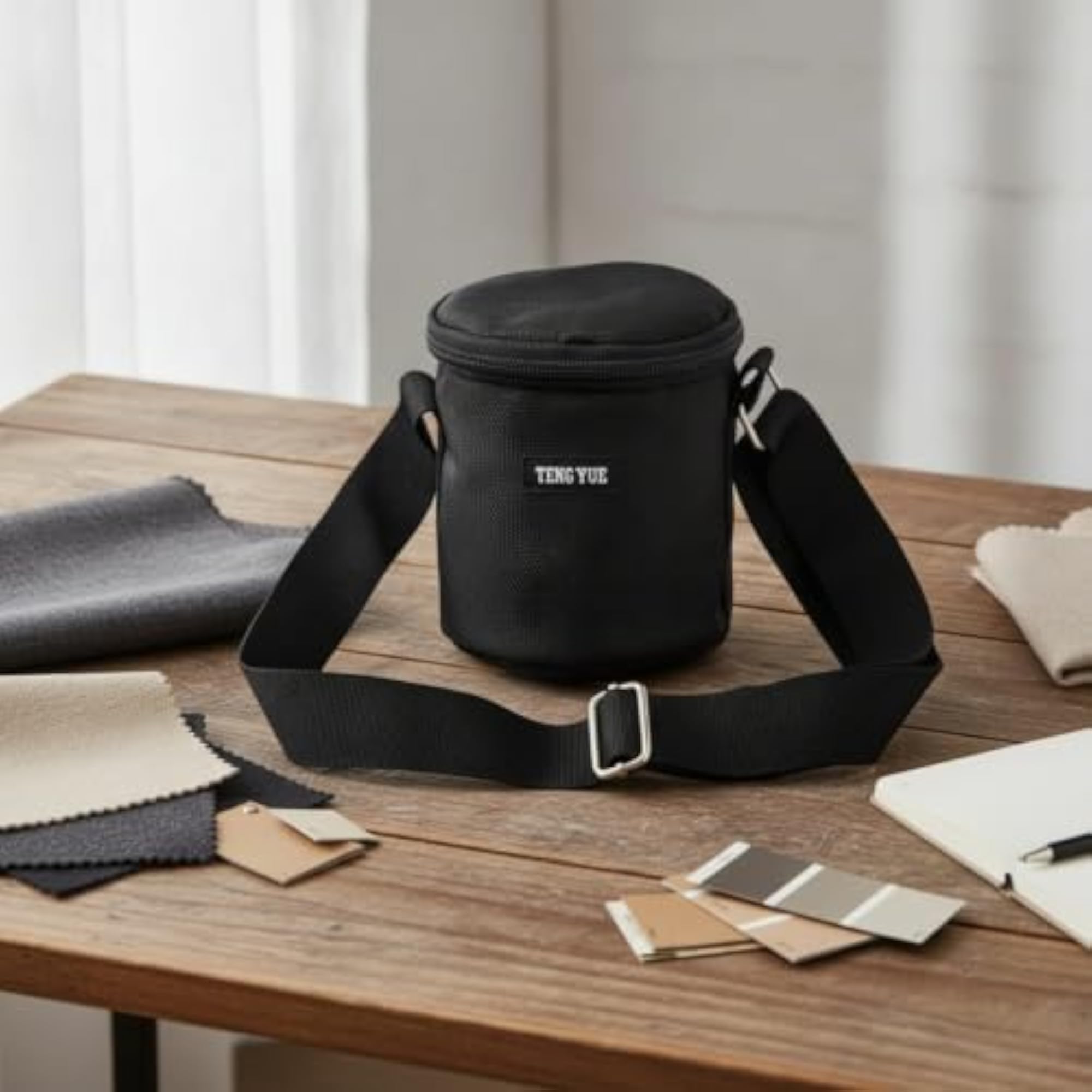 Cylindrical Dumbbell Bag with Shoulder Strap, Black