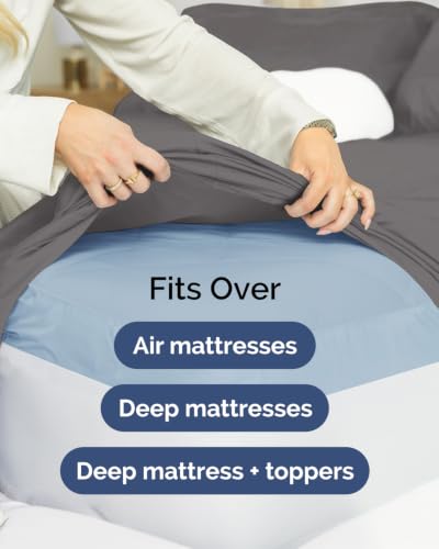 Image of CGK Linens 2 Pack Extra Deep Twin XL Fitted Sheets - Dark Grey