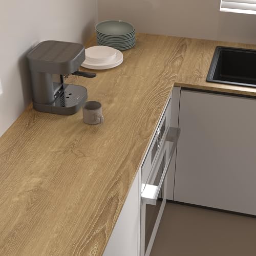 Papel tapiz de madera impermeable y autoadhesivo, vinilo lavable para forrar muebles de cocina 5
